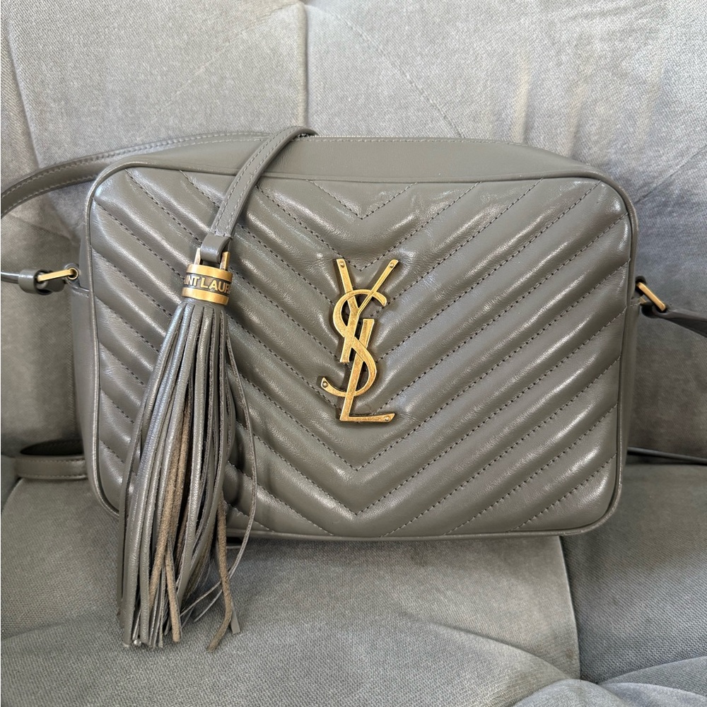 Yves Saint Laurent Calfskin Matelasse Monogram Lou Camera Bag Storm